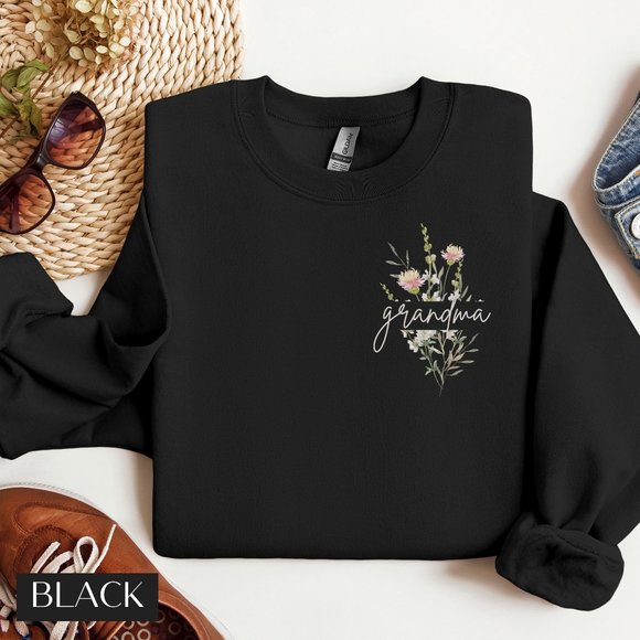 Custom Grandma Sweatshirt, Wildflowers Nana Crewneck Gift - Picture 2 of 4